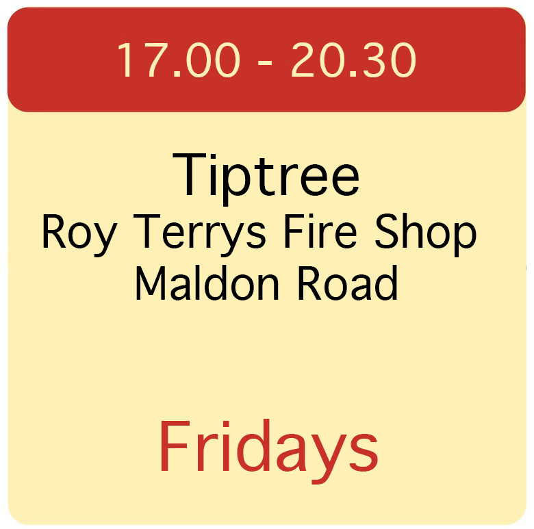 17.00 - 20.00 Tiptree, Staines and Brights, Church Road.