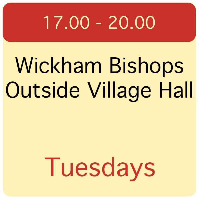 17.00 - 20.00 Wickham Bishops Village Hall